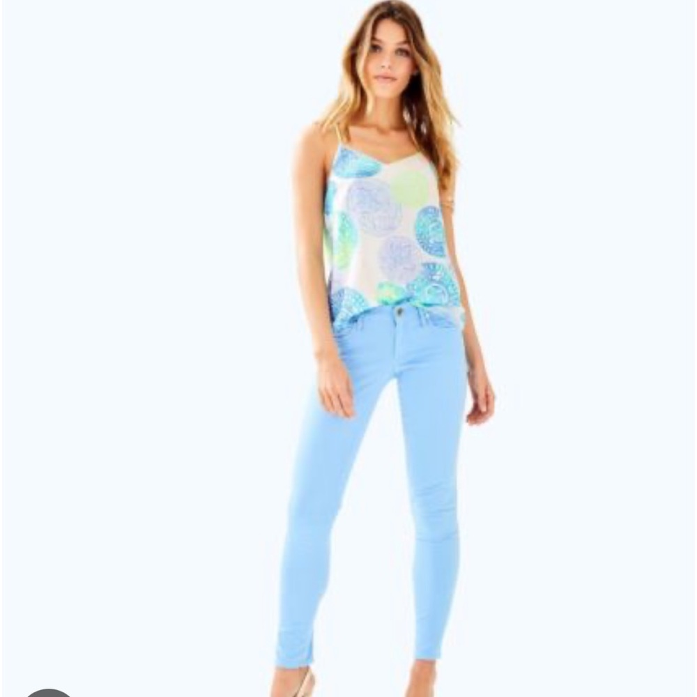 Lilly Pulitzer sateen worth skinny jeans in chambray blue 8